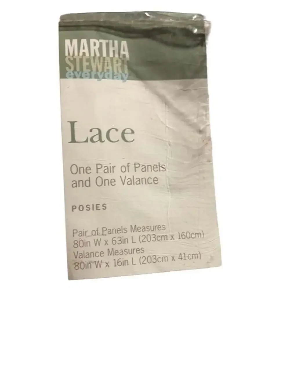 Vintage Martha Stewart Lace Posies White Panel and One Valance 80
